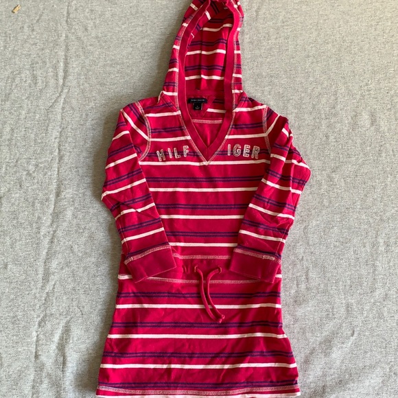 Tommy Hilfiger Striped Drawstring Hooded Tunic Size 5 - Picture 1 of 6
